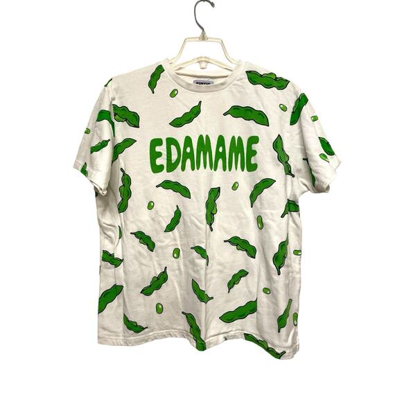 Punyus Edamame Japanese Streetwear T-shirt‎ Women Size 3 White Illustrated Rare - Picture 1 of 4